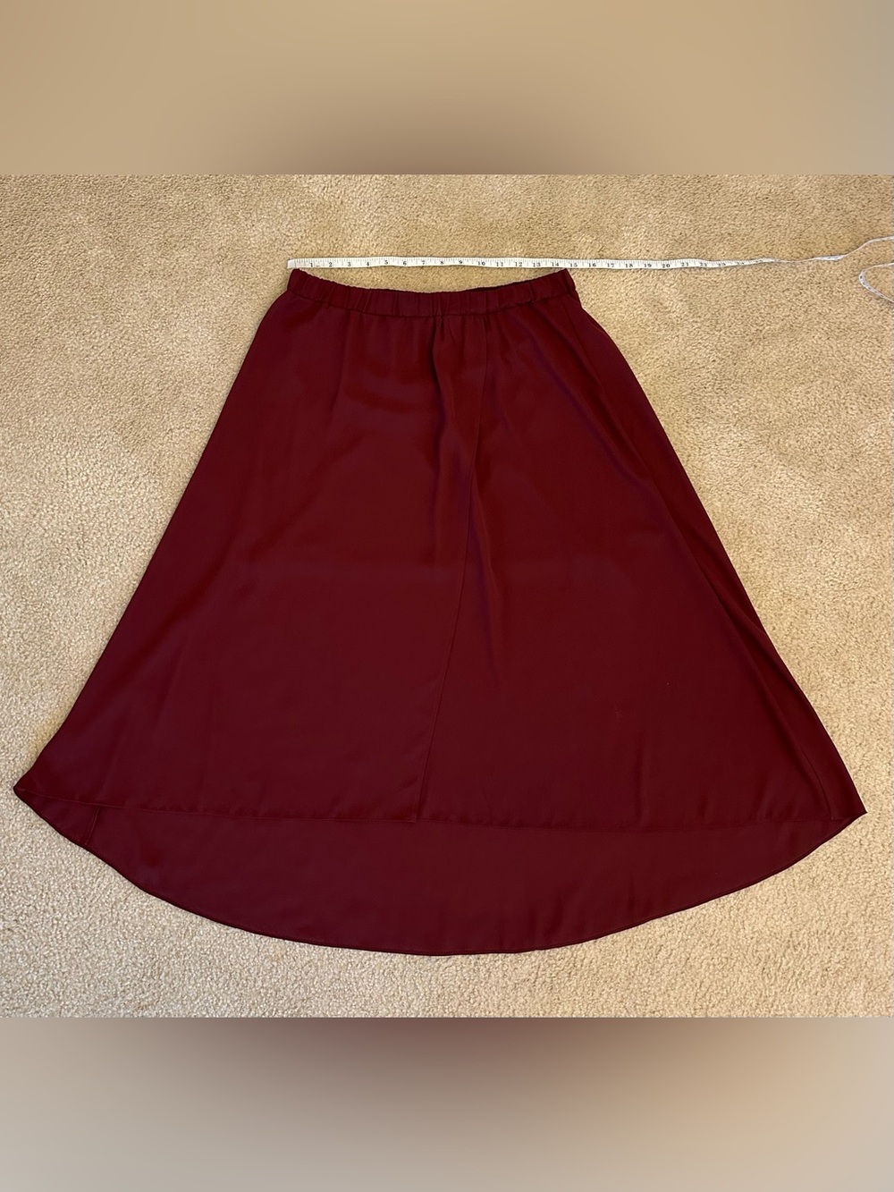 EXPRESS Maroon High-Low Elastic Waist Skirt Women’s Medium 10 12 Chiffon